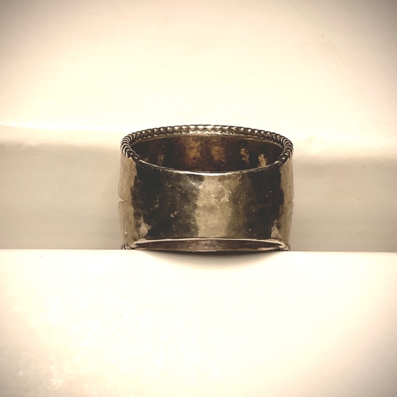 New Handcrafted Sterling Silver Ring Double Cigar Band Gold Center Heart Size 7 - Picture 7 of 11